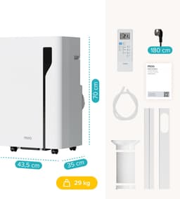 MOA Mobiele Airco - 12.000 BTU - 3-in-1 - Met Afstandbediening - Tot 35m² - Airconditioner met Ontvochtigingsfunctie - Raamafdichtingskit - Wit — thumbnail 13