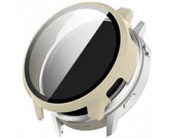 Watch case screenprotector - geschikt voor Garmin Venu 4 41mm - hoesje - gehard glas - volledige bescherming - beige