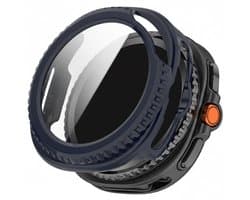 Screenprotector case - geschikt voor Samsung Galaxy Watch 8 Classic - 46mm - full cover hoesje - gehard glas - 46 mm - volledige bescherming - donkerblauw