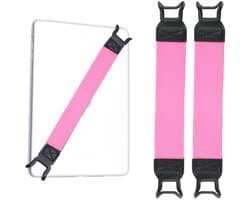 2-stuks Tablet polsband - Elastische tablet handband - Tablet valbeschermingsband - Multifunctionele tablet handgreepband - Elastische band - 20 cm - Geschikt voor 10,5-inch tablets en e-readers - Roze