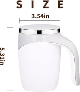 Oplaadbare Koffiebeker met Roerfunctie – Automatische Mengbeker 380 ml – 1‑stand Roeren – Snelle Afkoeling & Antislip – Wit — thumbnail 3
