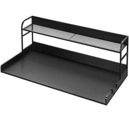 Wasmachine en Droger Werkblad - Overbouwrek met 2-Laags Plank - 137 x 70 x 41,9 cm - Antislip Pads - Waterbestendig - Zwart — thumbnail 4