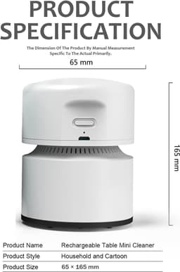 Mini stofzuiger-kleine stofzuiger-Bureaustofzuiger - Mini-bureaustofzuiger, energiebesparend - Tot 400 minuten batterijduur - Draadloos 360º roterend ontwerp - Geschikt voor toetsenborden/thuis/kantoor - Wit - 10,5 x 8 cm — thumbnail 2