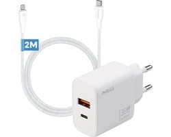 Phreeze 2 poorts usb adapter 35w met oplaadkabel geschikt voor iphone en ipad met lightning kabel - Snellader 2 meter