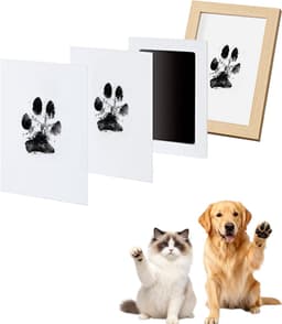 Pet Paw Print Pad - DIY Pet Photo Album - Pet Paw Print Set - Geschikt voor het maken van pootafdrukken van katten en honden - Met houten lijst - 2 printbare kaarten — thumbnail 1