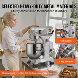 Professionele Keukenmixer - Standmixer/Deegmixer 28,5 L - Vermogen 1100 W - 3 Snelheden - RVS Mengkom - 3 Opzetstukken — thumbnail 5