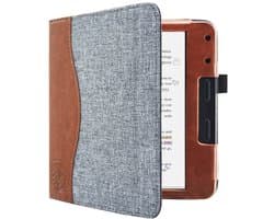 Hoesje Geschikt voor Kobo Libra Colour Sleepcover Jeans Style Hoes Grijs - ereader hoesje - cover