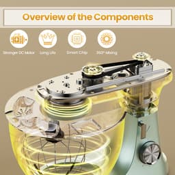 Keukenmachine 2000W – 8.5L RVS Mengkom – Planetair Mengsysteem – 6 Snelheden – Mintgroen – Royal Swiss® — thumbnail 3