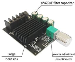 Mini HIFI Eindversterker met Bluetooth 5.0 - 100W High Power Stereo Geluidsmodule — thumbnail 3