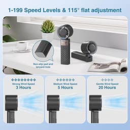 Opvouwbare Handventilator - Mini Draagbare USB Ventilator met 1-199 Snelheden, LED Display en Oplaadbare 4000mAh Batterij voor Thuis, Kantoor, en Reizen — thumbnail 1