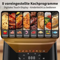 Compacte AirFryer 4.3 Liter met Digitale Touch Display, 1500 Watt en 8 Voorinstellingen — thumbnail 6