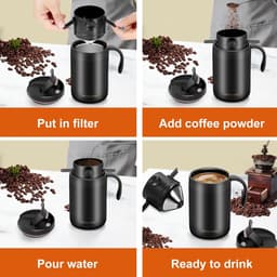 Draagbare Camping Koffiemachine 16oz - Inschenken Set / Koffiekit - Camping Koffiemachine / Reizen Koffie Set / Kamperen Koffiekit - Ideaal voor Outdoor & Vakantie Gebruik-wit — thumbnail 2