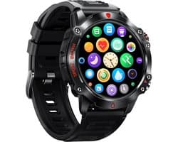 Phreeze Smartwatch Rond - Smartwatch Dames & Heren - Groot Scherm - Met Belfunctie - Hartslagmeter - Stappenteller - Geschikt voor iOS & Android - Zwart