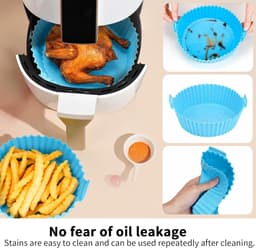 6 stuks Airfryer siliconen bakvormen - Herbruikbare ronde antiaanbak bakplaat - Multicolor hittebestendige mand voor oven - Airfryer accessoires - 7,5 inch — thumbnail 4