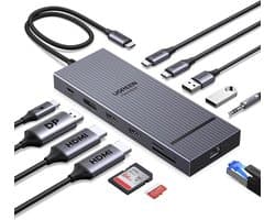 Triple Display Dock voor USB-C - 4K HDMI, DisplayPort, 10Gbps, SD/TF, LAN en Audio