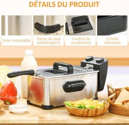 Oliefriteuse 3 L met Instelbare Temperatuur en Timer - Roestvrij Staal — thumbnail 5