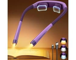 Oplaadbaar Nekleeslamp met 3 Kleuren, Traploze Dimmer & Timer - Ideaal voor Lezen in Bed, Breien en Handwerken