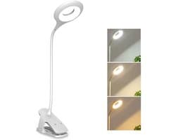 Oplaadbare LED Klembureaulamp - Flexibel, 3 Kleuren & 3 Helderheden - Draadloos Bedleeslamp