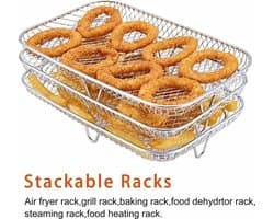 Multifunctional three-layer stackable air fryer rack and air fryer accessories