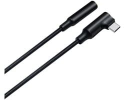 DTECH - USB-C 90 graden naar 3.5mm Jack Audio Adapter – Met Goudgeplaatste Connectoren – Gevlochten Kabel – Geschikt voor Smartphones, Tablets en Laptops - Zwart