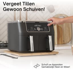 Ibyx Bamboe Schuifplank - Krasvrije Onderzetter met Wieltjes voor Koffiezetapparaat, Airfryer & Espressomachine - Keuken Organizer — thumbnail 2