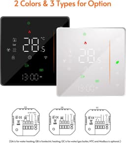 WiFi Smart thermostaat voor elektrische vloerverwarming - Programmeerbaar - Touchbediening - Mobiele app - Spraakbesturing - Compatibel met /thuis - 16 A - Wit — thumbnail 4