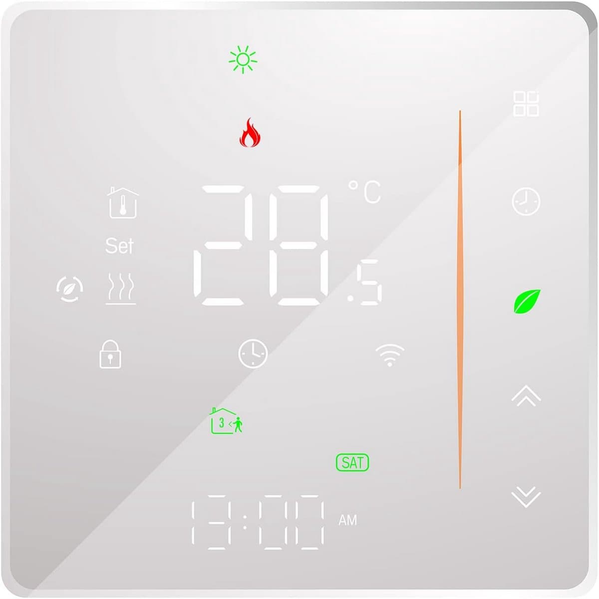 WiFi Smart thermostaat voor elektrische vloerverwarming - Programmeerbaar - Touchbediening - Mobiele app - Spraakbesturing - Compatibel met /thuis - 16 A - Wit — afbeelding 1