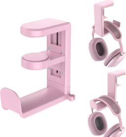 longziming -Bureaublad Hoofdtelefoonhouder met Klem – 360° Draaibare Headset Stand zonder Boren – Clip-on Haak voor Koptelefoon & Accessoires – Ruimtebesparende Ophanghouder voor Bureau en Thuis — thumbnail 2