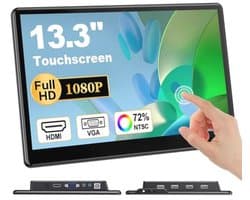 Draagbare Touchscreen Laptop Monitor 13,3 inch FHD 1920 x 1080 IPS - HDMI & VGA Plug & Play
