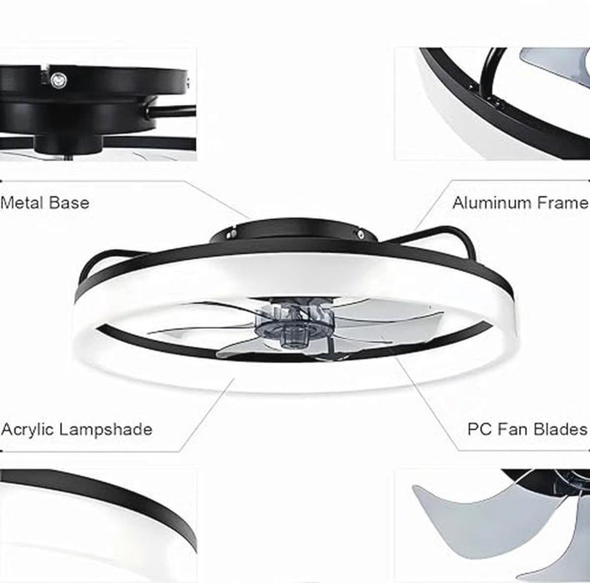 Moderne Plafondventilator met Licht en Afstandsbediening - Stille 6 Snelheden LED Plafondlamp voor Slaapkamer en Woonkamer - 24W Dimbare Kleine Plafondlamp 40CM — afbeelding 1