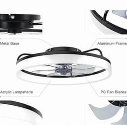 Moderne Plafondventilator met Licht en Afstandsbediening - Stille 6 Snelheden LED Plafondlamp voor Slaapkamer en Woonkamer - 24W Dimbare Kleine Plafondlamp 40CM — thumbnail 1