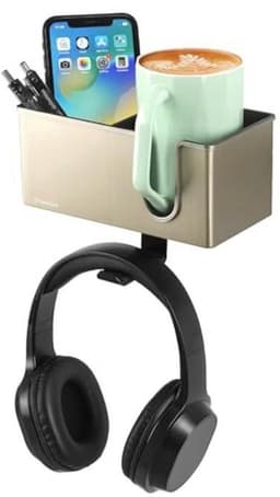 Bureau-organizer met hoofdtelefoonhanger en bekerhouder voor optimale bureauopslag — thumbnail 1