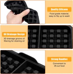 3 stuks wafelinzetstukken - geschikt voor Philips Airfryer 2000 Series NA229/00 - 24*18*4cm - zwart — thumbnail 5