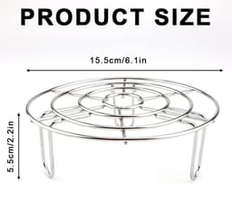 Ronde Kookstand - Roestvrijstalen Grate Kookstand - Ronde Grill - Stoomrek - Koelrooster - Topstand - Roestvrijstalen Stoominzet - Airfryer Accessoires voor Pannen - Bakken en Koken — thumbnail 7