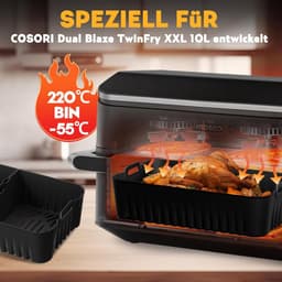 Heteluchtfriteuse accessoires Gescht voor Cosori Dual Blaze TwinFry XXL 10 l - Cosori heteluchtfriteuse 10 l siliconen vorm accessoires (1 x 10 l en 2 x 5 l) - met grillrooster, andere accessoires — thumbnail 5