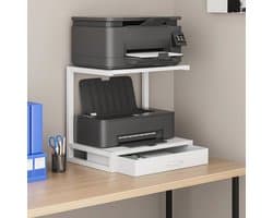 Desktopprinterstandaard met stoffen lade en opbergplank - bureauorganizer voor thuiskantoor