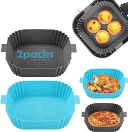 2 Stuks Silicone Air Fryer Liner - 6,5 Inch Herbruikbare Silicone Mand voor Airfryer - Hittebestendig en Antiaanbak — thumbnail 1