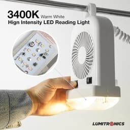 Draagbare 12V LED Leeslamp en Stille Persoonsventilator Combo voor Camper en Caravan — thumbnail 4