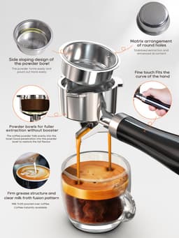 HiBREW H10B Halfautomatische Espressomachine – 20 Bar – Met Stoompijpje – 1,3L Afneembaar Reservoir – zilver — thumbnail 5