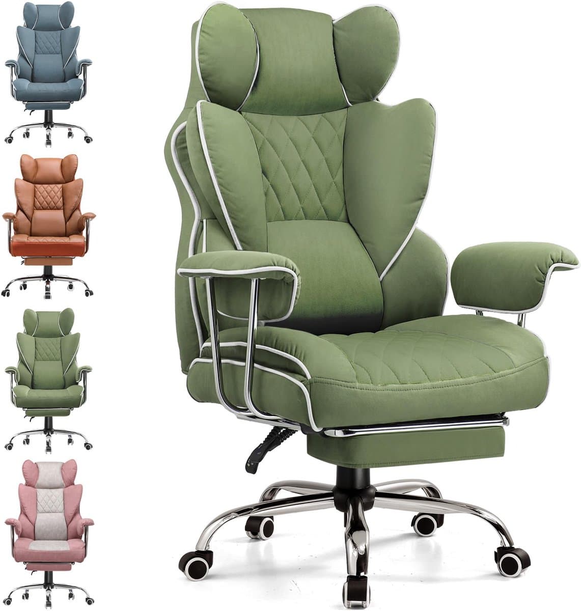 GTPLAYER - Ergonomische Gamingstoel - Met Voetensteun en Verstelbare Rug - Groen — afbeelding 1