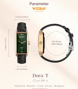 WizBay Premium Select® 1.13 Inch AMOLED Smartwatch Goud met Zwarte Leren Band – Hartslag, Bloeddruk SpO₂ Monitoring – Fitness Tracker – Elegant Vierkant Design – Android iOS — thumbnail 2