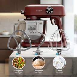 Fentic Keukenmachine 1800W, Keukenrobot met 7l RVS Mengkom, Incl. Menghaak, Garde, Deeghaak en Extra Accessoires, Keukenmixer Met Timer en 10 Snelheden — thumbnail 4