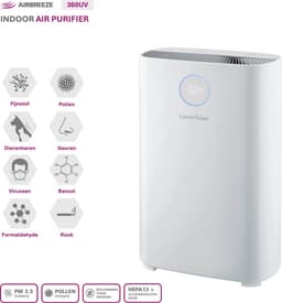 Laserliner AirBreeze 360UV - UV Luchtreiniger 360m³/h - HEPA13 - Inactiveren virussen/ bacteriën - Fijnstof 99,997% - Bijzonder stil < 20 dB - Verduisterend display - Wit design — thumbnail 1