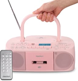 MEDION DRX-1 Plus Boombox (draagbare DAB+ & FM-radio, Bluetooth, cd-speler, MP3, cassette, hoofdtelefoonaansluiting, stereo, AUX, netstroom & batterijen) roze — thumbnail 1