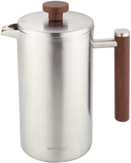 KINGHoff French Press 1 Liter – RVS 304 – Dubbelwandig – Houten Handgreep – Luxe Koffie & Thee Zetter – KH-1995 — thumbnail 1