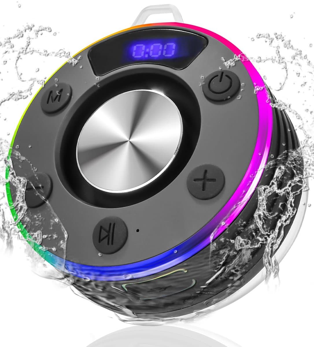 Bluetooth Speaker Klein, Douche Speaker met LED Licht, Zuignap en Microfoon, IPX7 Waterdichte Douche Radio, Muziekbox voor Strand, Feest — afbeelding 1