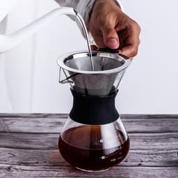 Koffiefilter van roestvrij staal voor het schenken van koffie, filterbeker voor druppelkoffiezetapparaat, koffie-druppelaar met voet, papierloos filter. — thumbnail 3