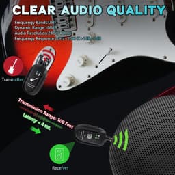 A8 Draadloze Gitaarzender-Ontvanger Systeem - 2.4GHz oplaadbaar, 24-bit/48KHz audio - lage latentie <4ms voor elektrische gitaar & bas - heldere draadloze audio voor MUZIEK en BASGITAREN — thumbnail 4