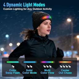 Bluetooth Muts Met LED RGB Licht - Bluetooth 5.4 + USB Oplaadbaar + 4 Lichtmodi - Winter Warm Hoed / Stereo Speaker — thumbnail 4