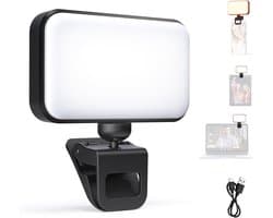 Instapversie LED Selfie Licht, 54 LEDs Plastic Clip op Telefoon Vullen Verlichting Geschikt voor iPhone, Draagbaar voor Computer Laptop Webcam Zoom Video Conferentie Make-up Opname